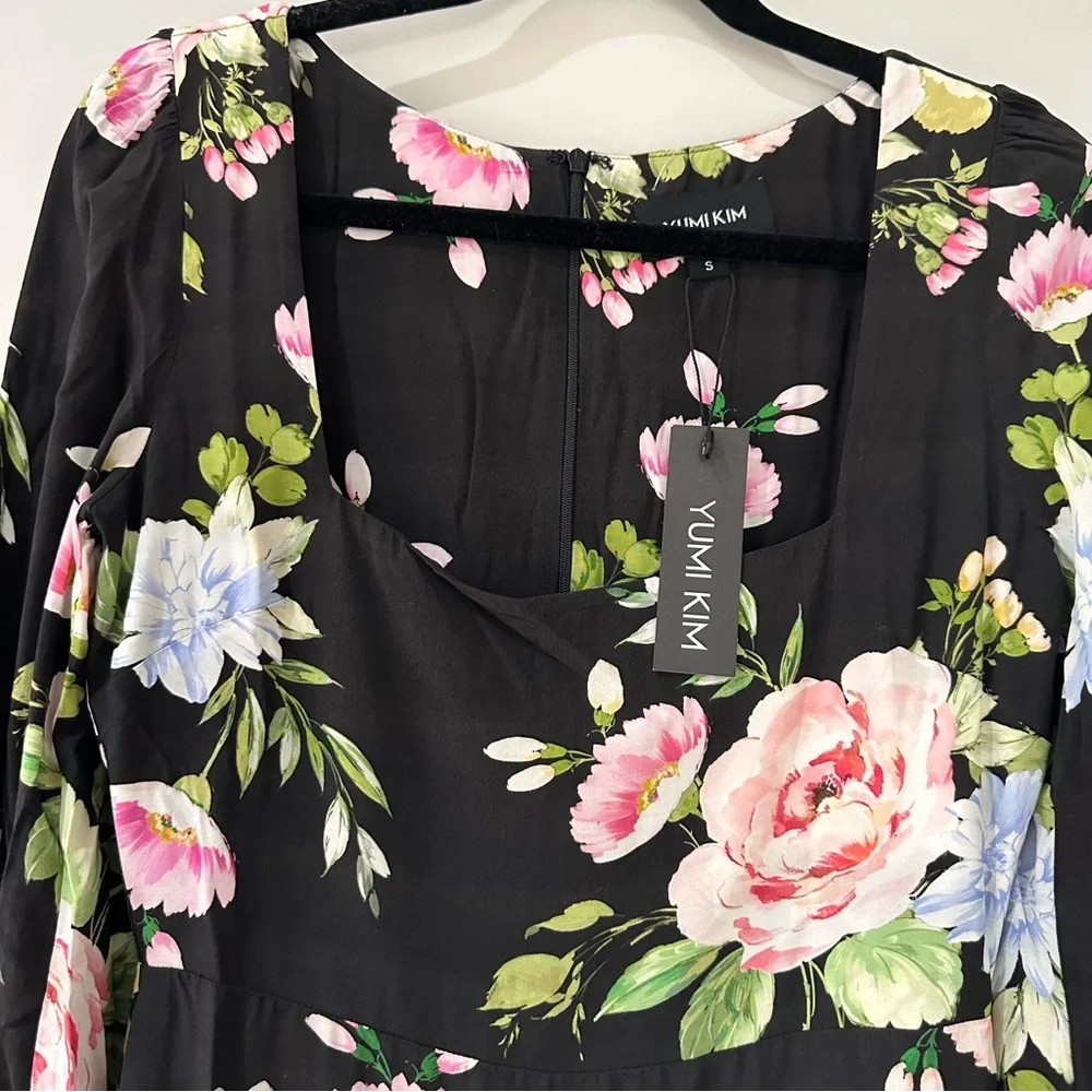 Yumi Kim Marlo Floral Midi Dress Black Size S NWT - Picture 3 of 13